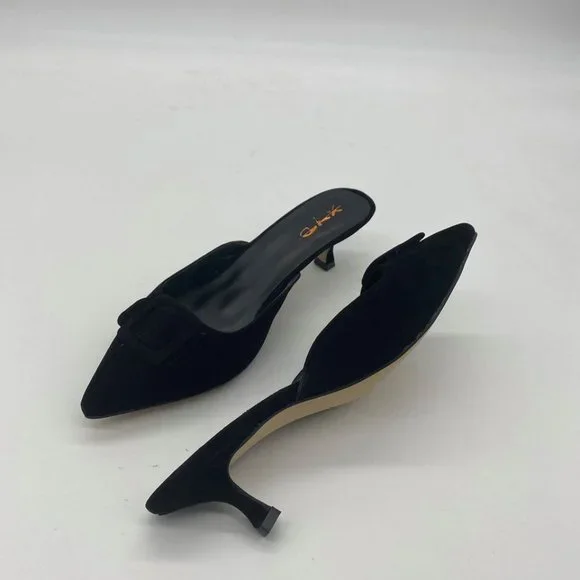 XYD Women Pointed Toe Sandal Pumps Mid Kitten Heel - Picture 4 of 9